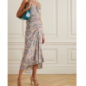 Veronica Beard Aldana Ruched Paisley Midi Dress